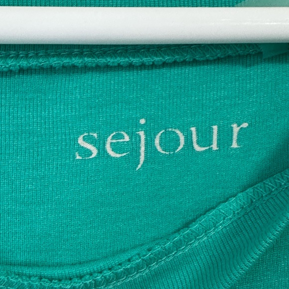 Sejour Womens Pullover top teal Blue Long Sleeve Scoop Neck Plus 1XL New - Picture 6 of 8